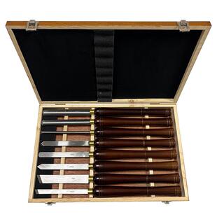 607木工凿供应高档车木刀长红柄8PCS高子速钢刀刀片雕刀手刻车工