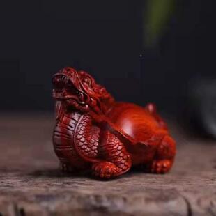 紫木龙龟手把件艺铭仙苑文玩汽摆件男士车茶宠随身檀木把玩手件