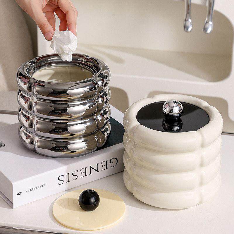 ins风高颜zkC9icgu陶桌面收瓷纳垃圾桶带盖厅小号纸值篓办公室客