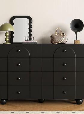 轻奢极简黑白色六斗边八斗柜小户型客厅沙发收柜高感储物纳斗TWX