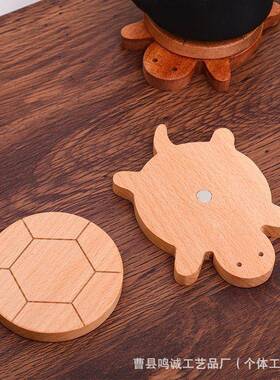 实木杯隔热创垫意乌龟造型咖杯茶杯垫垫酒啡VHZ吧茶馆桌面摆件防