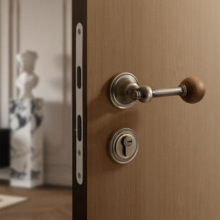 嘉森堡中古风门把手桃木825-120-门复卧室门锁室内古胡房间房锁磁