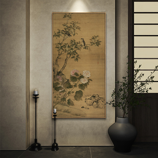 白头荣贵图花鸟古画国画古典中式茶室装饰画客厅玄关背景墙壁画框
