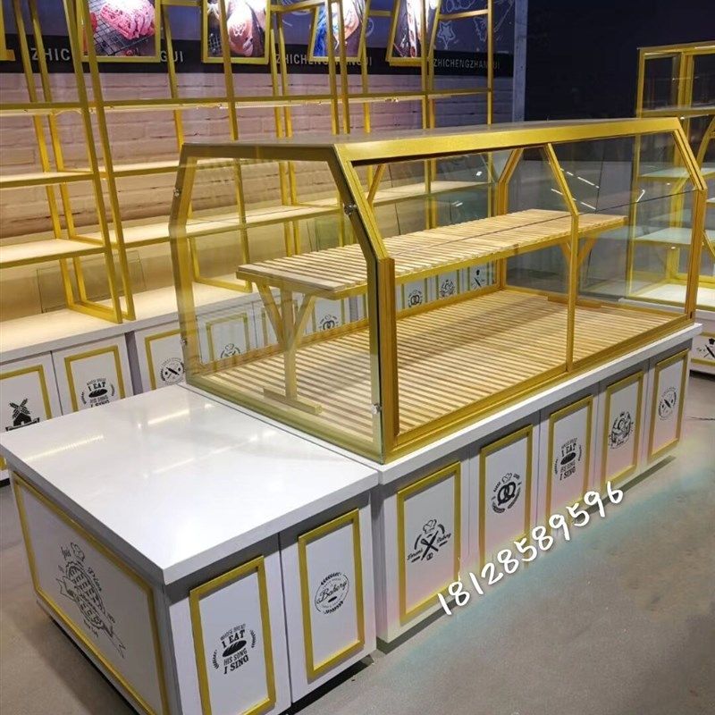 面包柜铁艺面包展示柜面包架敞开抽屉式中岛柜边柜蛋糕柜面包柜台
