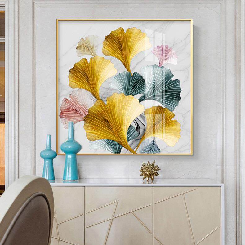 入户迎门墙玄关装饰画别墅蓝色银杏叶壁画正方形轻奢客厅餐厅挂画,农用物资,其他肥料,淘宝优惠券,粉丝福利购,淘宝优惠卷