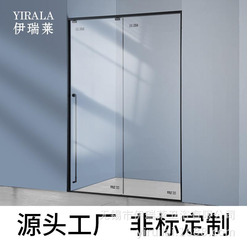 伊瑞莱极窄淋浴房窄框隔断枪灰色窄边框沐浴房黑框黑框玻璃门
