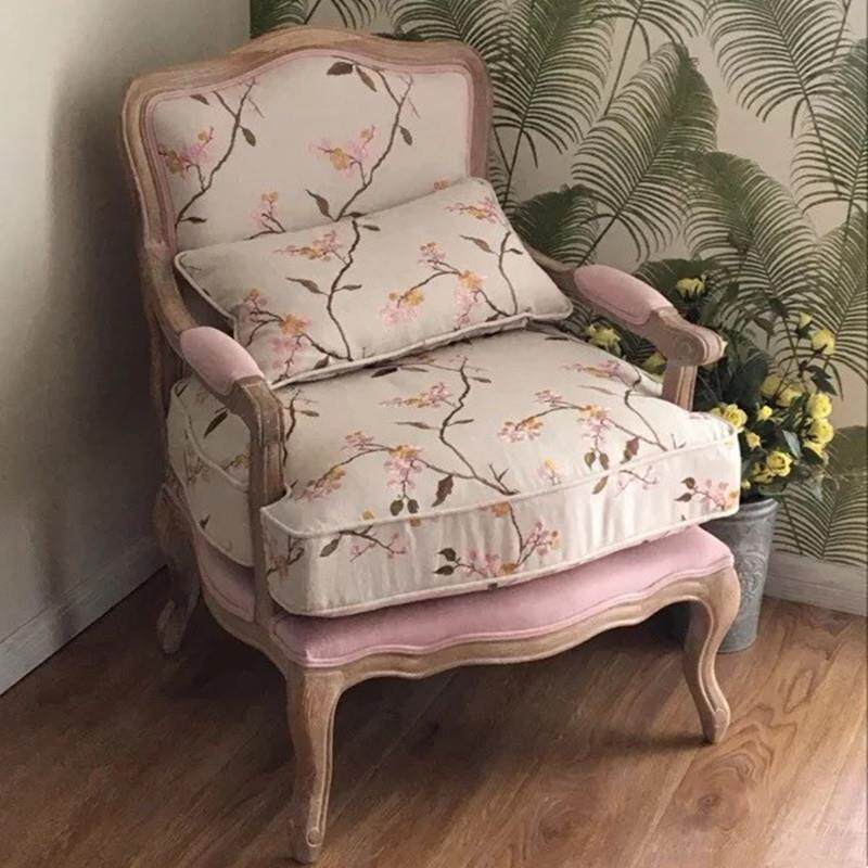 沙发椅美式实木单人位复古客厅整装家用阳台休闲扶手椅布艺可拆洗