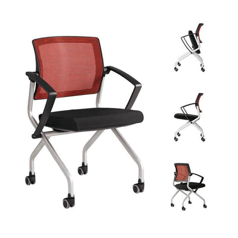 会议椅培训椅网面简约折叠移动靠背椅办公电脑椅子转家用人体工学