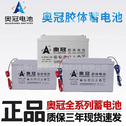 奥冠胶体蓄电池12V65AH100AH150A200A充电铅酸光伏太阳能路灯监控