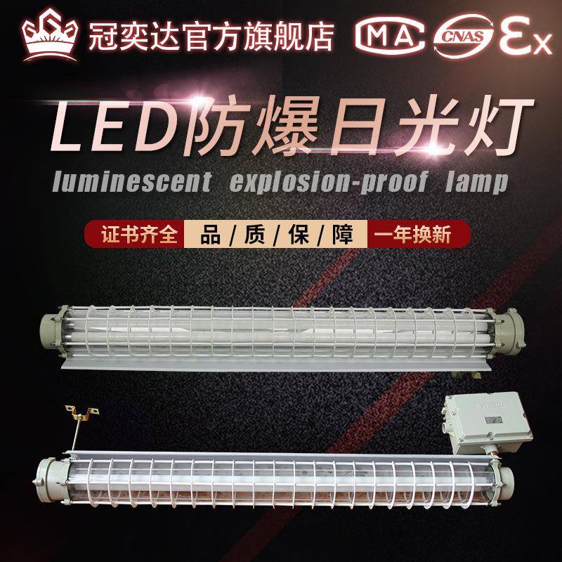 LED防爆灯荧光灯隔爆型单管双管车间厂房仓库灯罩灯管日光支架灯图片