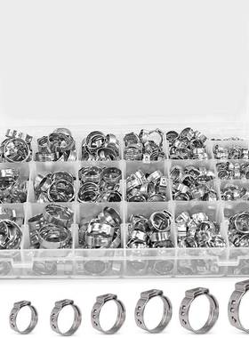 420PCS盒装20种尺寸304不锈钢单耳卡箍喉箍软管夹套件
