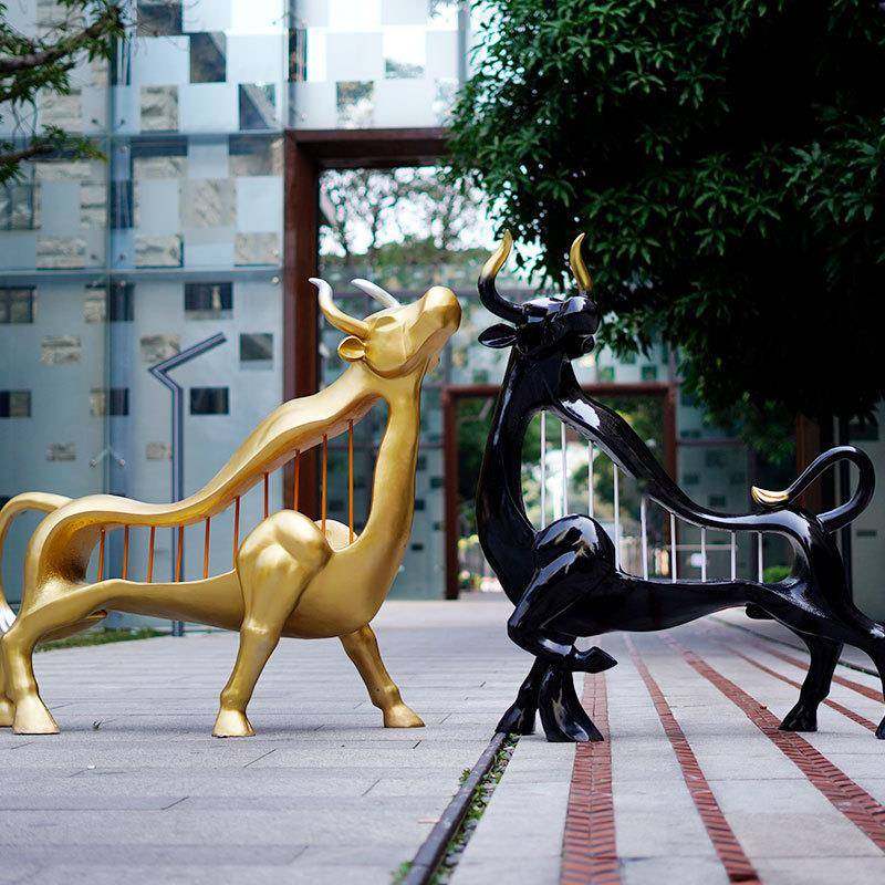 仿真大型镂空牛模型玻璃钢雕塑牛气冲天景区公园庭院景观装饰摆件