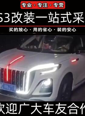 红旗HS3流光灯龙须灯23-25款hs3PHEV中网机盖灯发光车标LED旗标灯