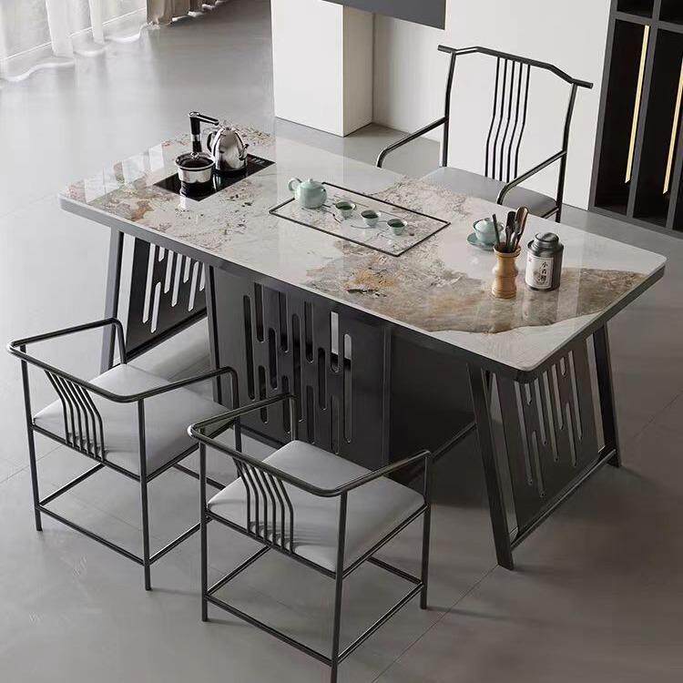 岩板茶桌轻奢现代高级感烧水壶一体嵌入式家用2024新款小茶台椅子