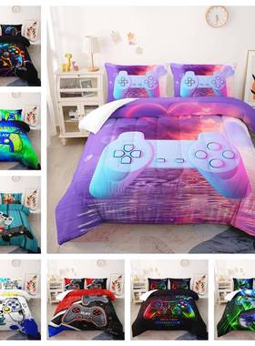 被子GAMER游戏手柄元素夏被外贸胖被数码印花双人被