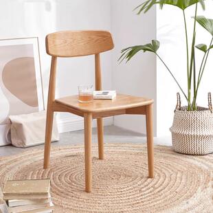 纯实木餐椅全红橡木椅子北美书桌椅北欧简约餐厅餐椅学习椅