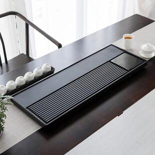 天然乌金石茶盘家用高端轻奢皇庭玉茶道盘天罗绿中式茶海嵌入式