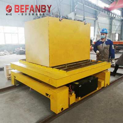 滚轮台面液压剪叉升降电动轨道车纵横十字轨道自动换轨载重平移车