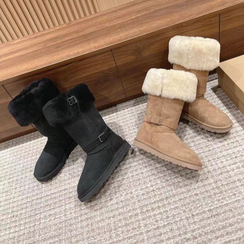 维多娜羊皮毛一体保暖雪地靴女