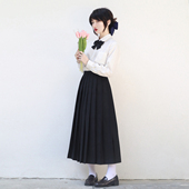 校供感绀色黑色显瘦百褶裙秋冬款 樱花家族JK制服裙 不良少女长裙