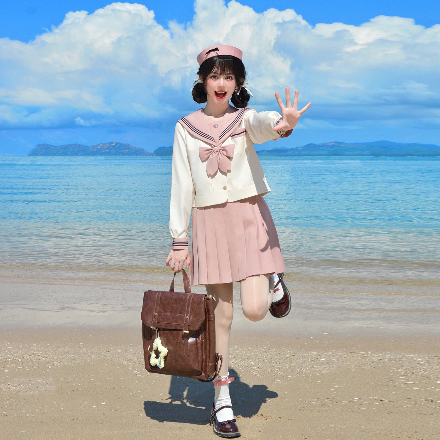 樱花家族jk制服【京荷高】粉色甜美校供感水手服中间服冬长袖套装