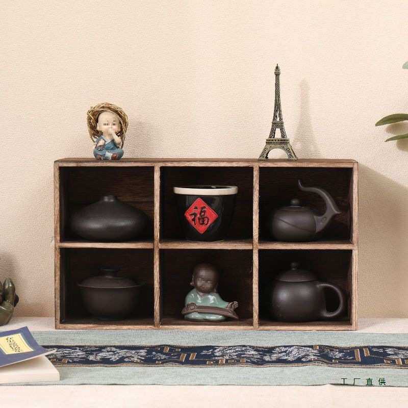 实木茶杯架子茶壶架多宝格茶具博古架手工九宫格收纳架六宫格茶架