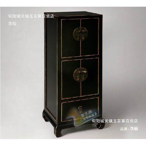 新中式实木仿古角柜新古典复古磨边做旧边柜