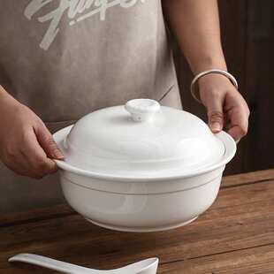 10英寸宫廷汤窝带盖汤碗大号酒店陶瓷品锅蒸饭店汤盆装汤汁饭粥碗