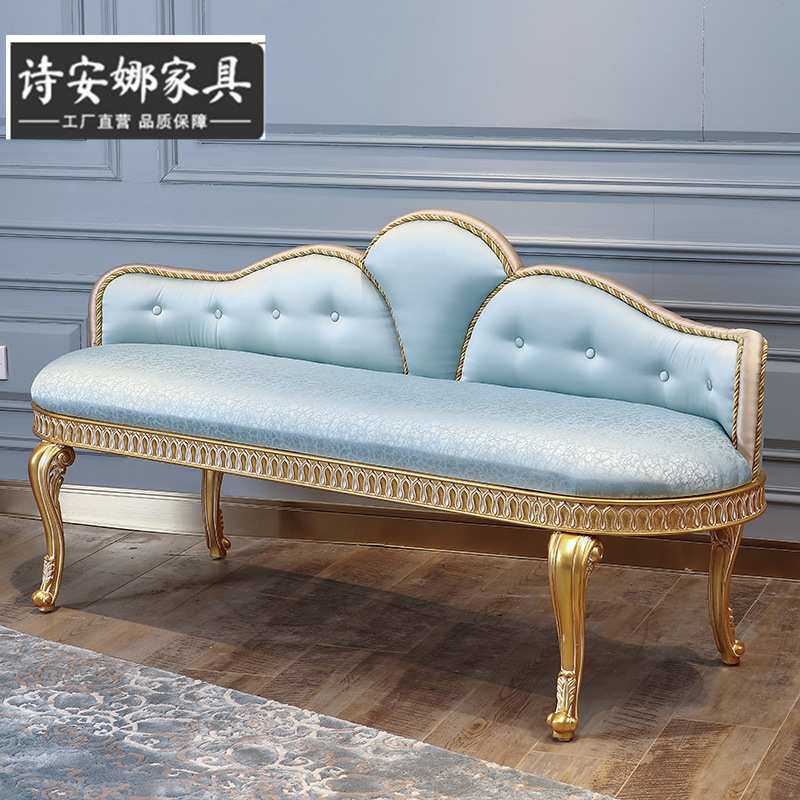 欧式宫廷风格家具意大利仿古 做旧家具轻奢实木雕刻床尾凳家具