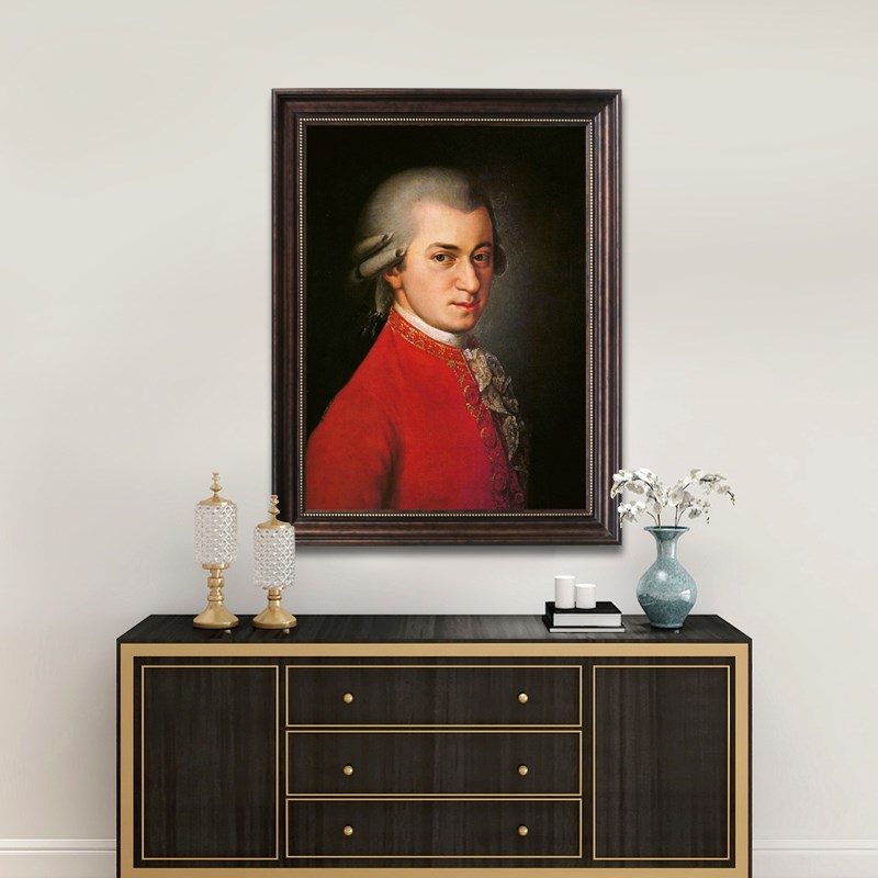 音乐家莫扎特油画肖像画琴房钢琴装饰画竖版人物画琴行挂画可定制