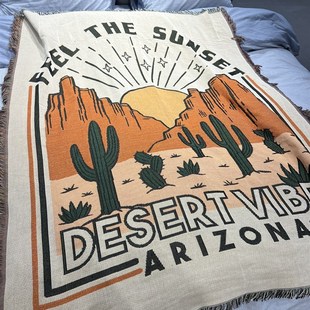日落沙漠户外风格 sunset 棉线纺织沙发毯户外地毯多用毯 the Feel