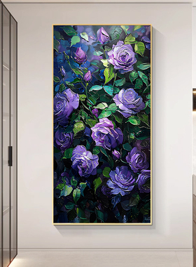 紫色玫瑰数字油画diy填色画花卉客厅手绘油彩画diy手工填充装饰画