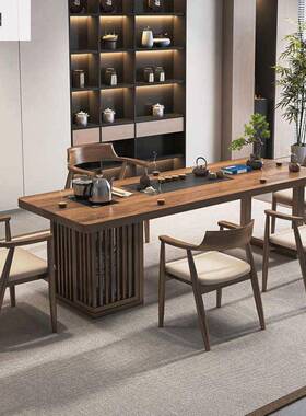 中式实木茶台茶桌椅QKA组合功夫现代约办公用客简厅阳台泡家茶新