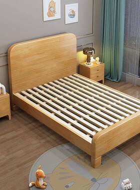 北欧实木儿童现代简约主卧床1主.2床m公床孩VBK单女人床出租房男