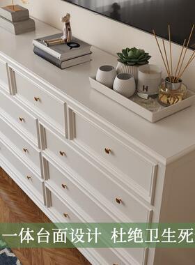 美式实九轻奢客厅木收纳柜柜储物柜家用卧室七斗橱现KGN斗代白色