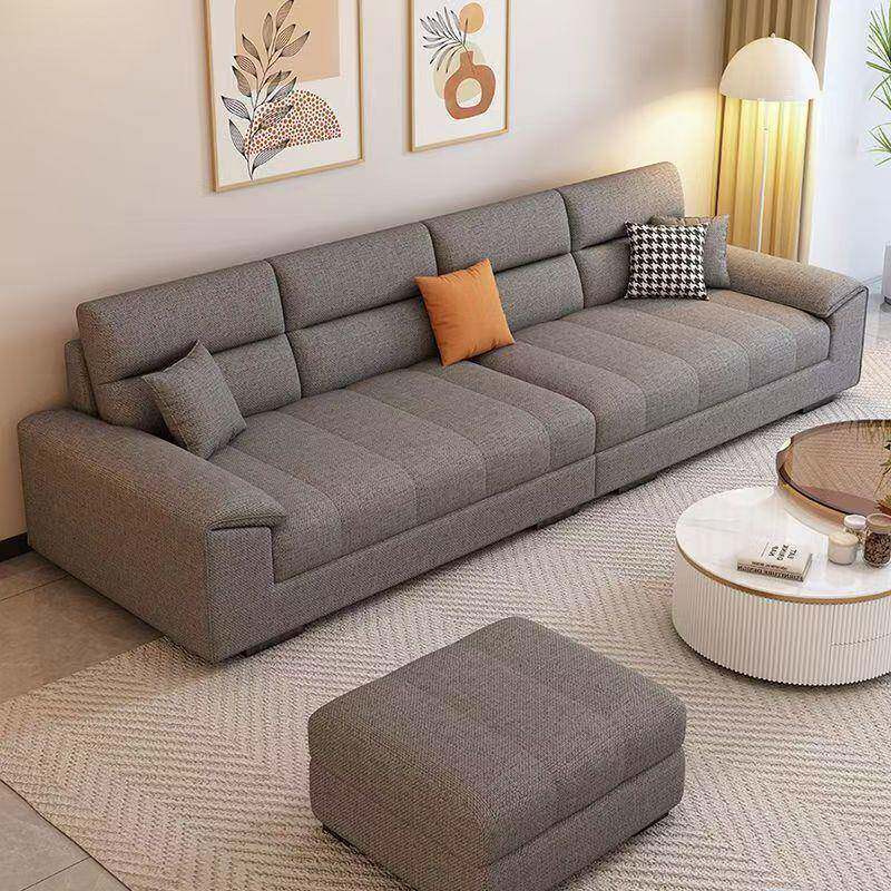 棉麻布艺沙发厅小户型直39789排风奶油简约三人四布人位艺客沙发