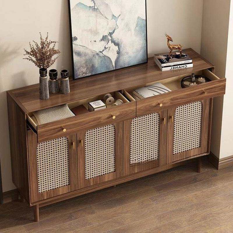 中古风藤编鞋柜实木家用口关简客厅入户玄透气门收纳木森斯66储约