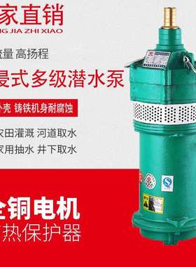 QD家用220V高扬程多级潜水泵小老鼠深井泵油浸泵380V农用灌溉水泵