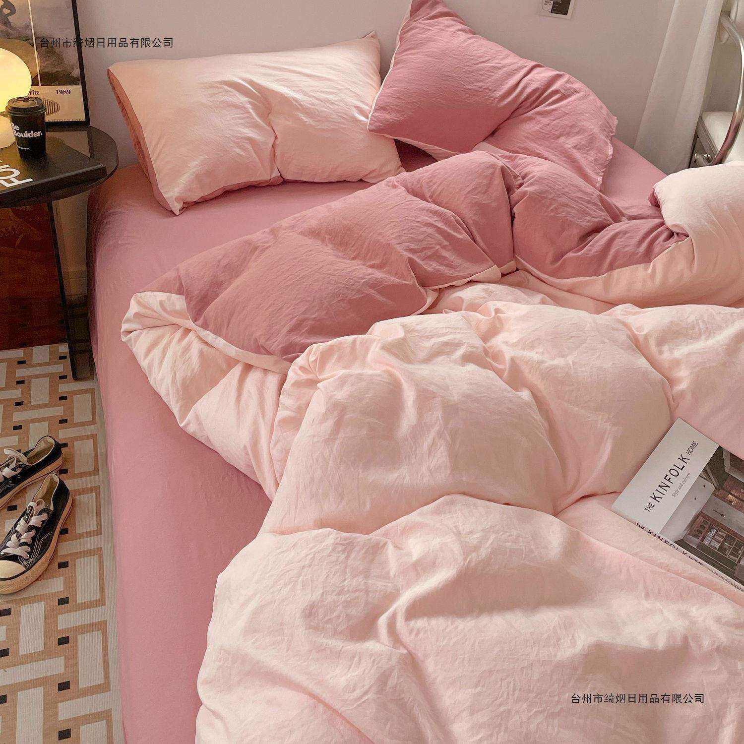 A类母婴级可裸睡超柔水洗磨毛床单四件套床笠被套学生宿舍三件套4