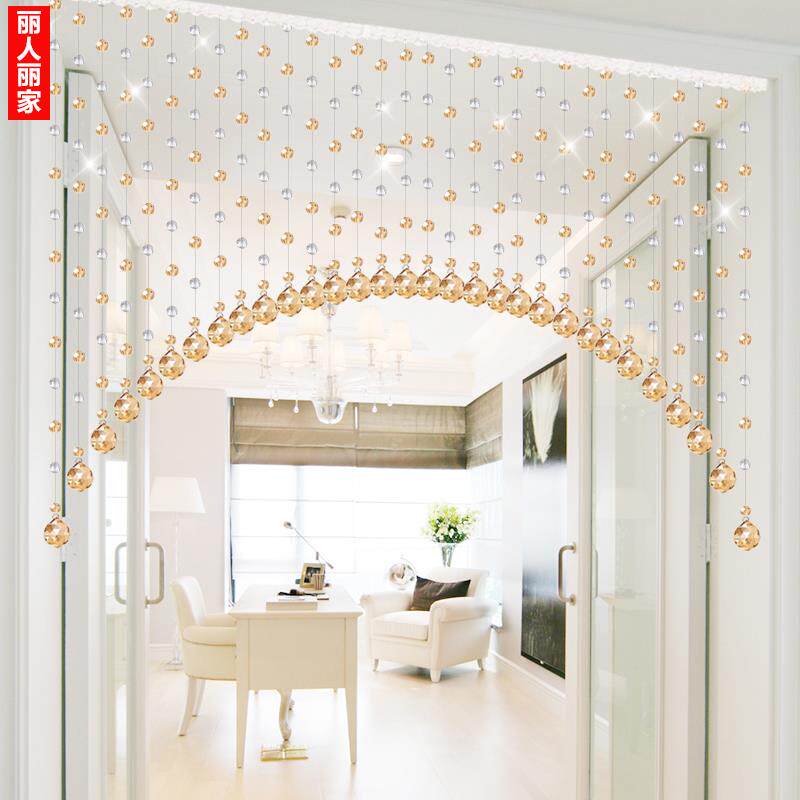 珠帘水晶隔断帘子挂帘半门帘客厅轻奢玄关屏风卧室免打孔卫生间