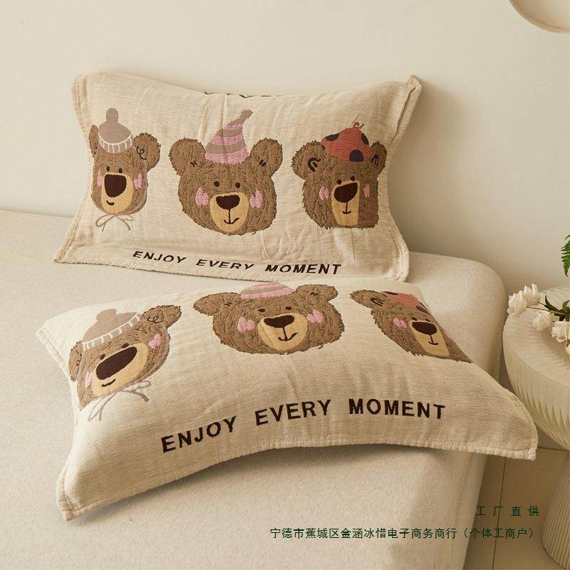 枕巾纯棉一对装纱布枕头巾可固定防脱落防头油A类2025新款功能毛