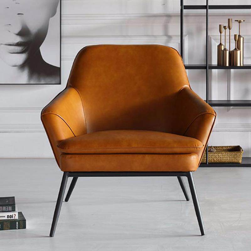 北欧单人沙发椅皮艺单椅酒店客厅售楼处设计师休闲椅现货极简舒适