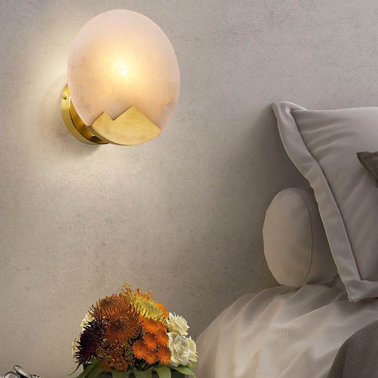 新中式壁灯床头灯卧室现代简约创意北欧房间楼梯过道全铜云石灯具