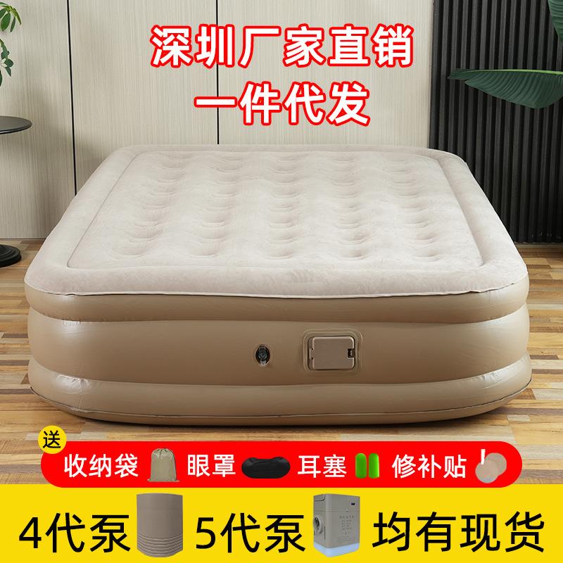 全自动充气床加高加厚植绒充气床垫户外露营双人气垫床家用内置泵