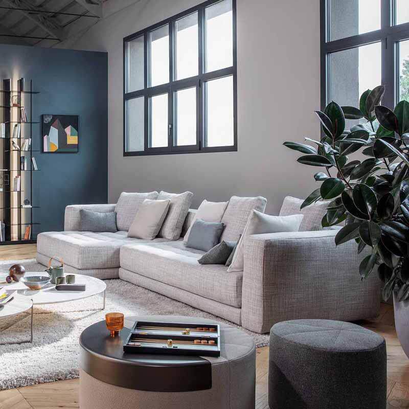 北欧现代亚麻布艺客厅贵妃转角沙发组合意式极简拼接大小户型家具