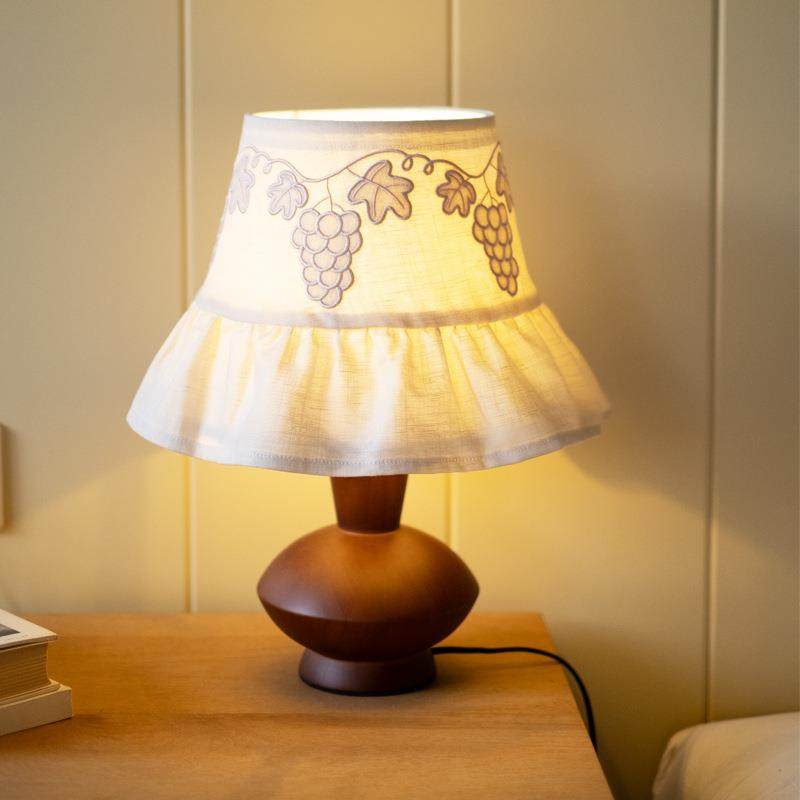 葡萄绣花台灯罩南法复古法式美式中古卧室床头亚麻