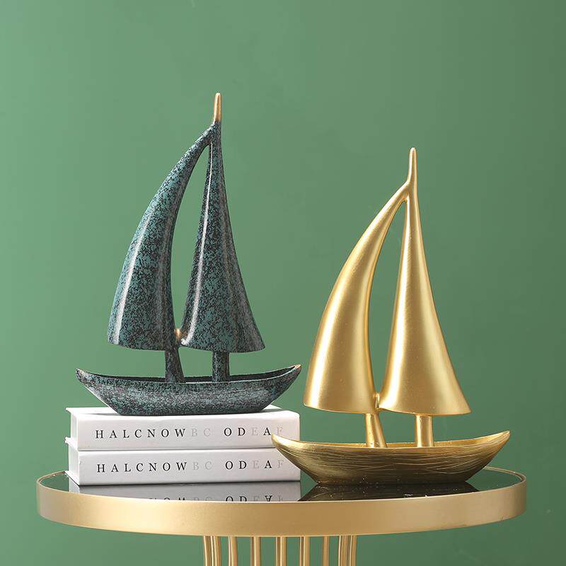 一帆风顺帆船新中式轻奢摆件玄关柜餐边柜酒柜书柜软装装饰品