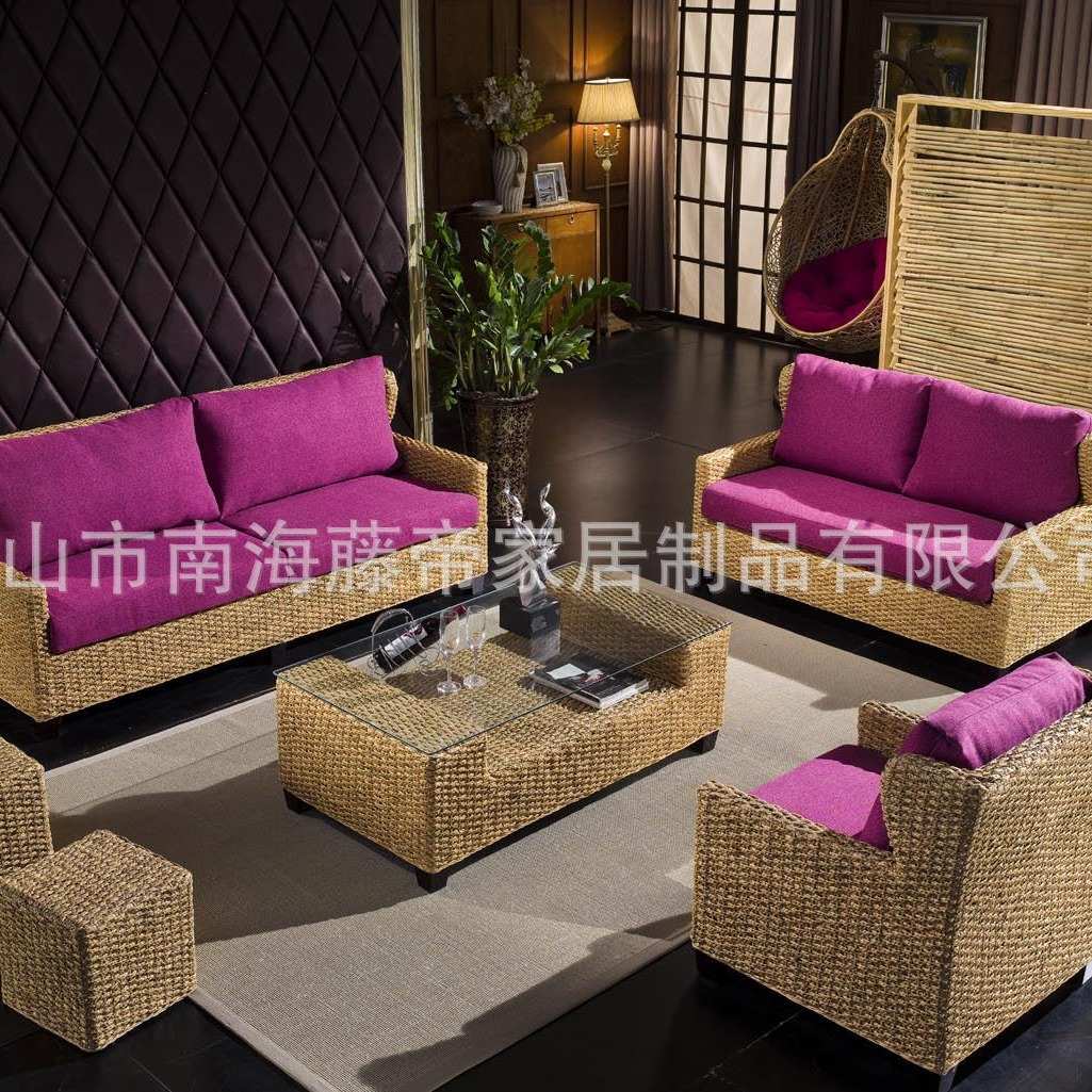 藤艺沙发布艺藤沙发小户型休闲客厅藤艺沙发组合印尼藤藤编沙发