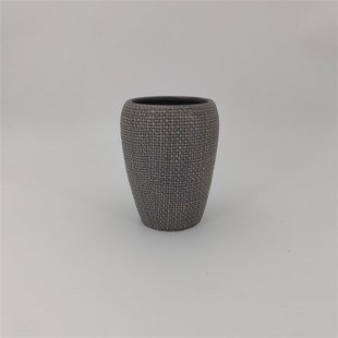 复古风陶瓷浮雕洗漱杯布纹牙刷杯高级感酒店会所轻奢牙具牙缸杯子