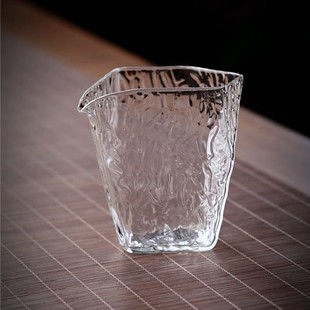 全度公道杯高硼硅玻璃耐高温不规则形日式 锤目纹分茶器创意茶具